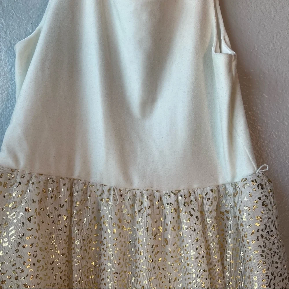 NWT CHILDRENS PLACE  Toddler WHITE/GOLD PRINCESS SPARKLE DRESS Large 10/12‎